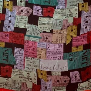 Nicole Miller Silk Vintage Theatre Ticket Scarf